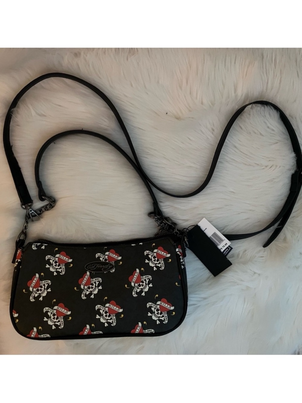 ED HARDY Love Kills Slowly Skull Tattoo Vegan Leather Crossbody Purse NEW NWT